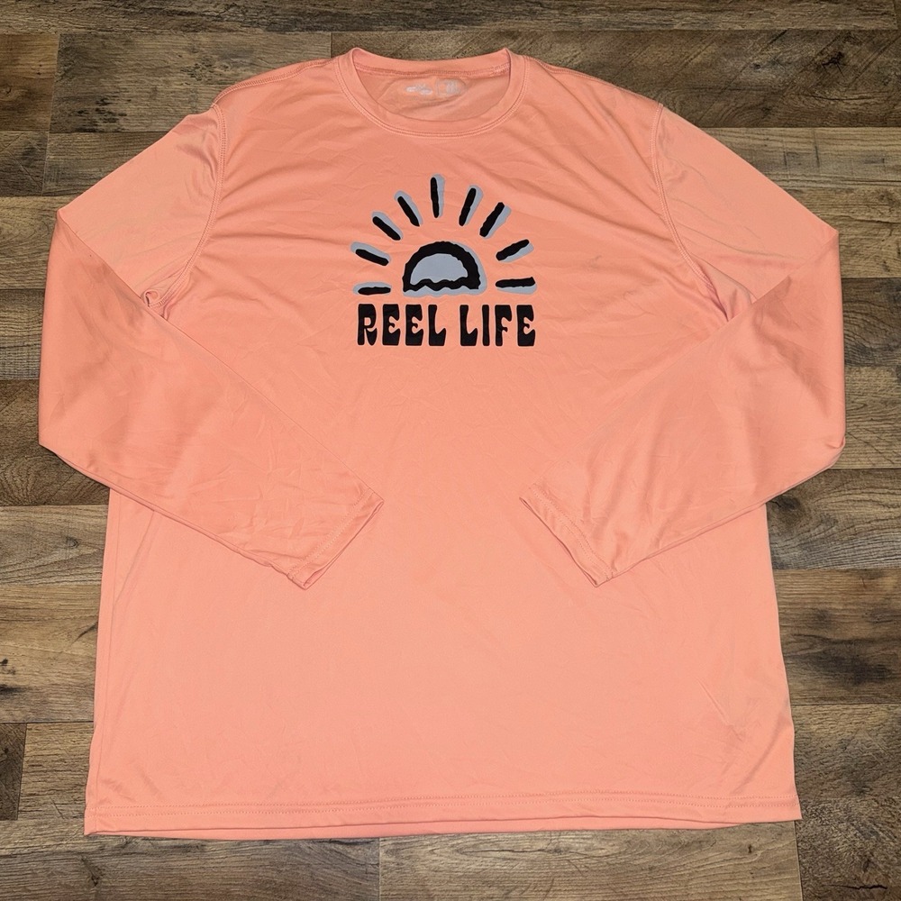 Reel Life Long Sleeve T Shirt Orange Men's Size XXL